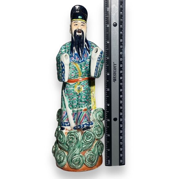 Antique Chinese Famille Verte Rose Enamel Porcelain Standing Immortal Figure - Picture 6 of 13